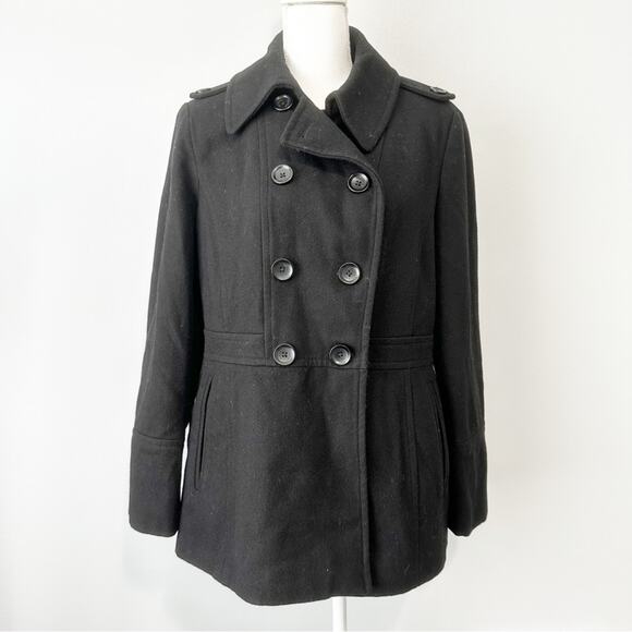 Michael Michael Kors black double breasted pea coat classiccore size large wool - Picture 1 of 9